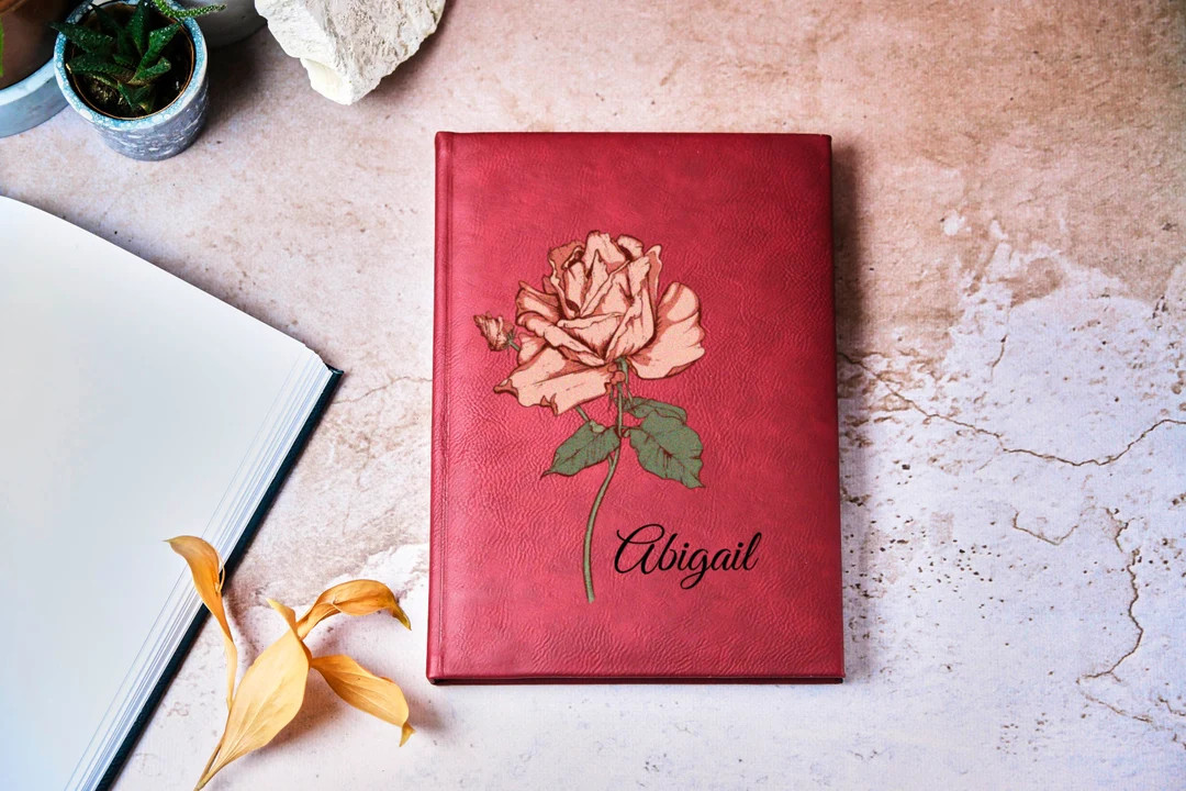 Custom Birth Flower Sketchbook, Personalized Sketchbook, Custom Leather Journal, Birthday Gift fo... | Etsy (US)