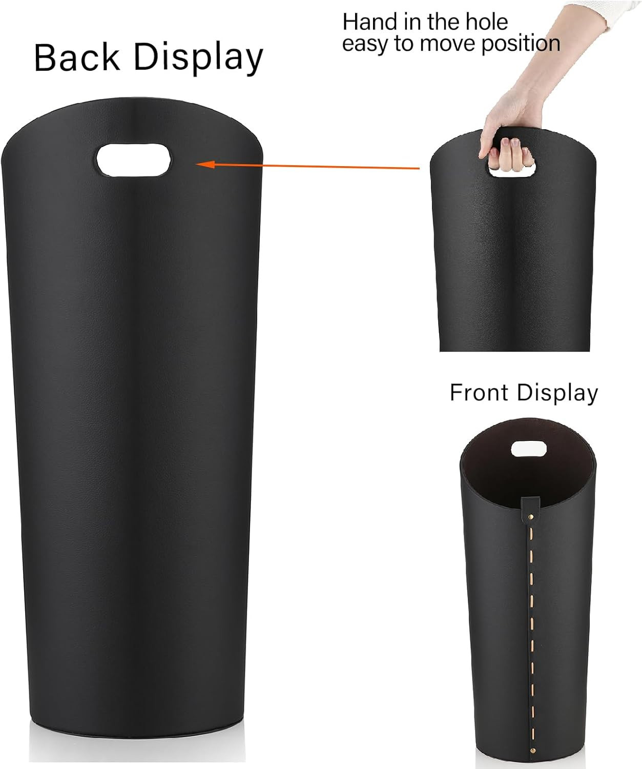 Black Umbrella Holer for Entryway with Drip Tray and 2 Steel Hooks Leahter Tall 22.44 Inches Umbr... | Amazon (US)