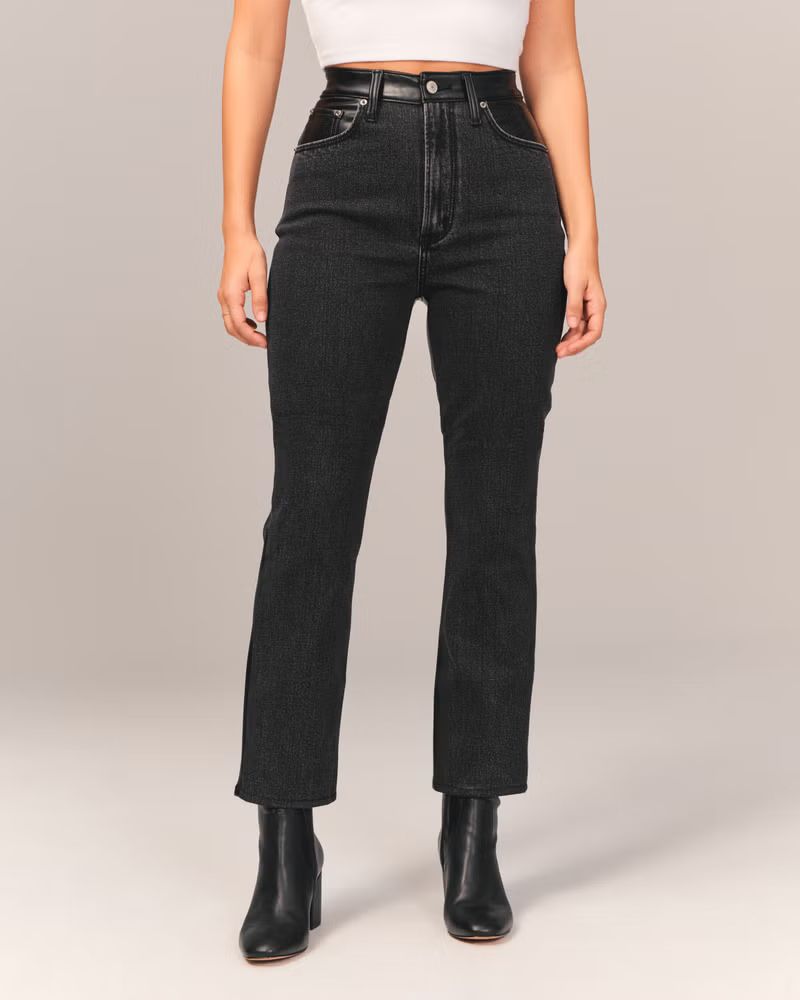 Women's Mixed Fabric Curve Love Ultra High Rise Ankle Straight Jean | Women's | Abercrombie.com | Abercrombie & Fitch (US)