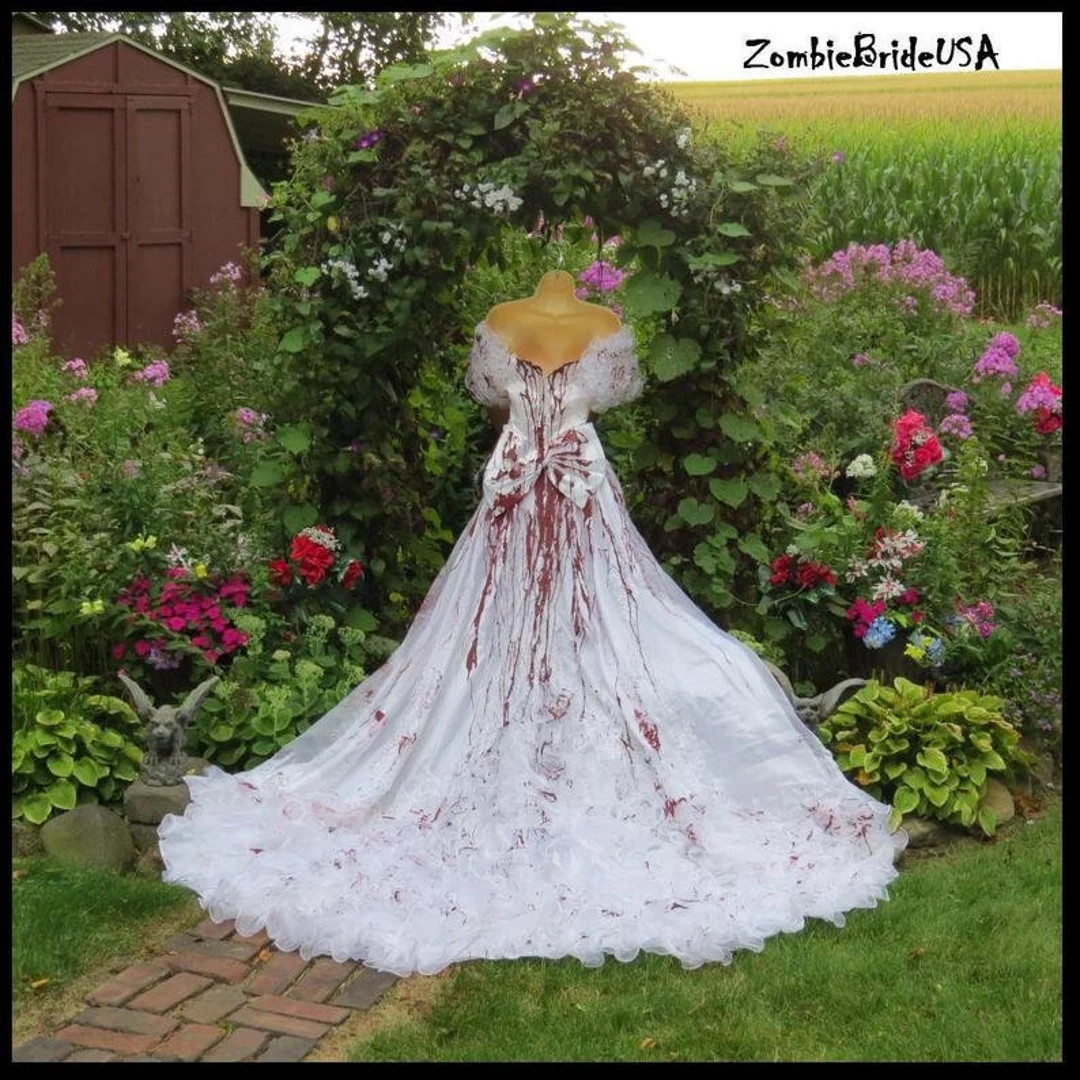 Off the Shoulder ZOMBIE BRIDE, Zombie Bridal Gown Costume Bloody Bride Zombie Halloween Bride Siz... | Etsy (US)