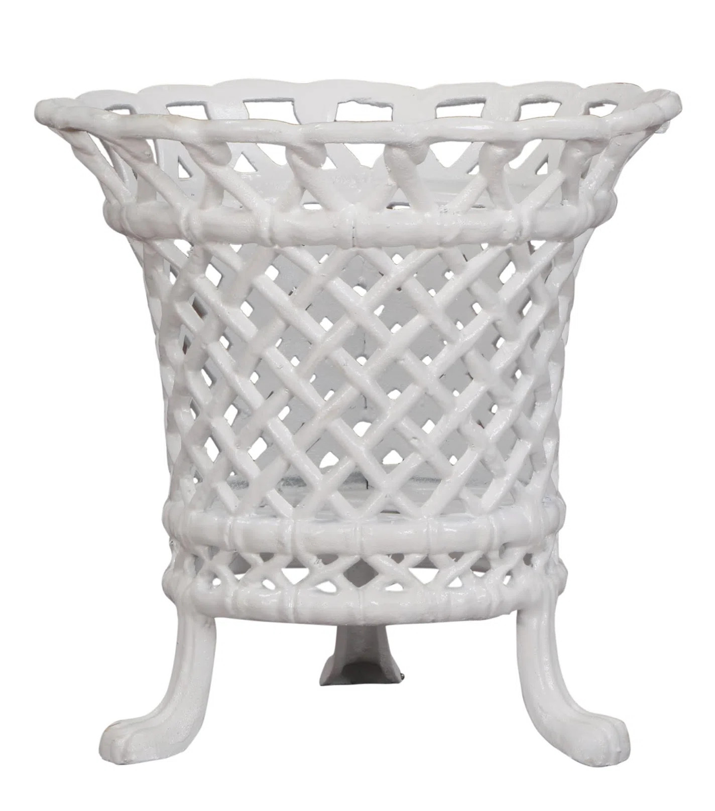 White Lattice Footed Floor Planter, Small | Wayfair North America
