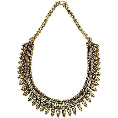 athizay golden necklace Indian gold jewelry for women traditional Chokers metal beaded single line gold choker fashion jewellery. | Walmart (US)