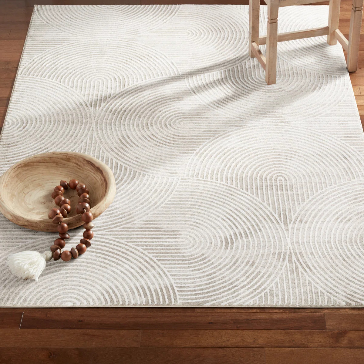 TOWN & COUNTRY Luxe Maya Soft Arches Neutral Indoor Area Rug with High-Low Texture, Ivory/Greige | Wayfair North America