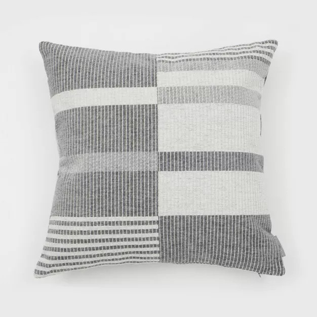 18"x18" Olov Striped Chenille Woven Square Throw Pillow - Evergrace | Target