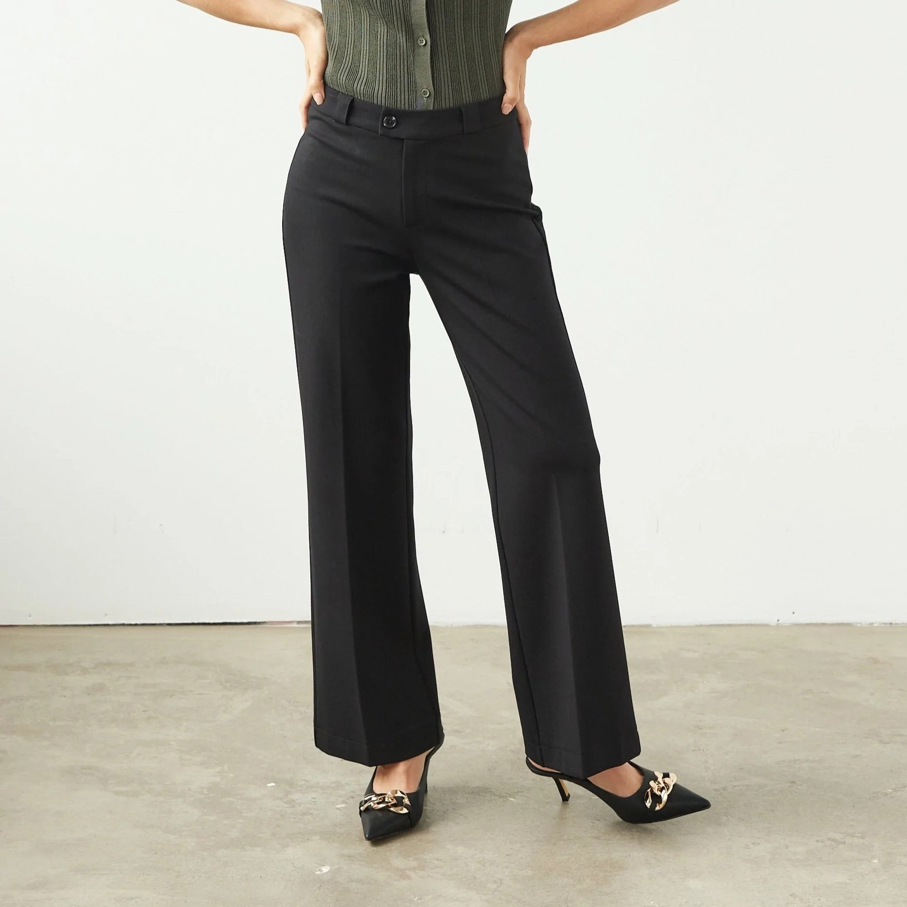 The Kick Crop Trouser in Prestige Ponte | Brass Clothing