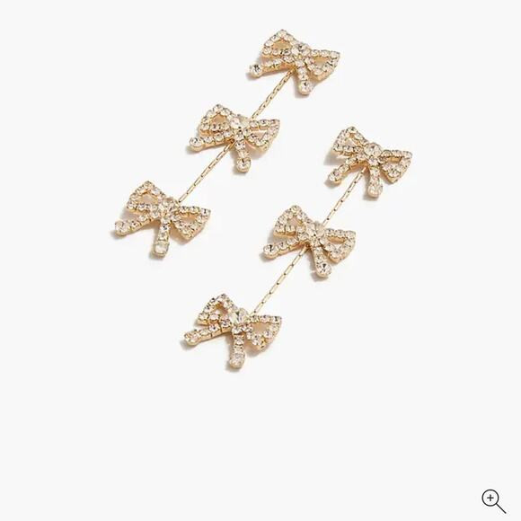 J.Crew Long crystal bow statement earrings | Poshmark