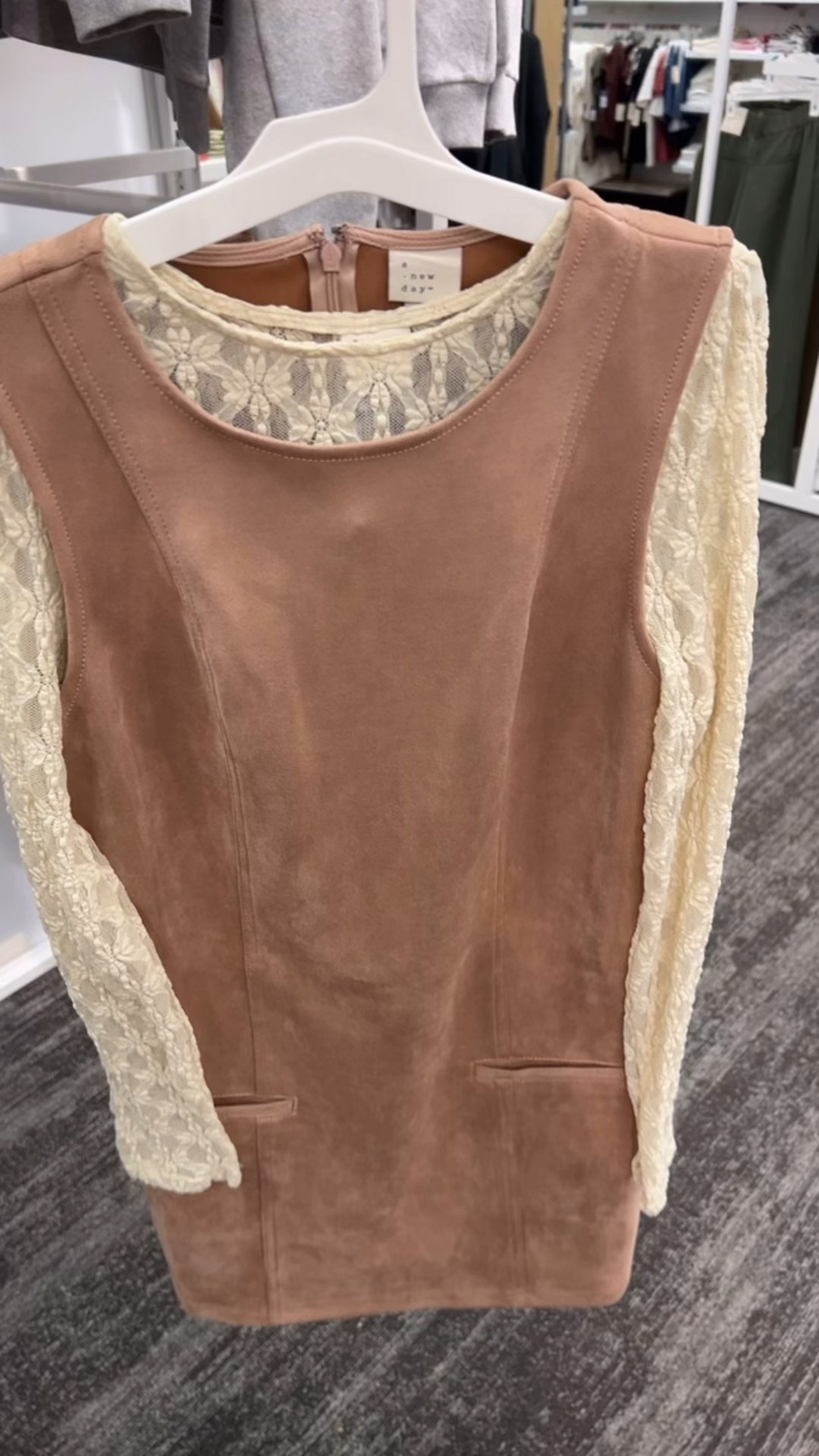 Love this combo at Target, lace top with faux suede dress, Thanksgiving outfit, holiday party, Christmas and more. #targetstyle 

#LTKFindsUnder100 #LTKFindsUnder50 #LTKStyleTip