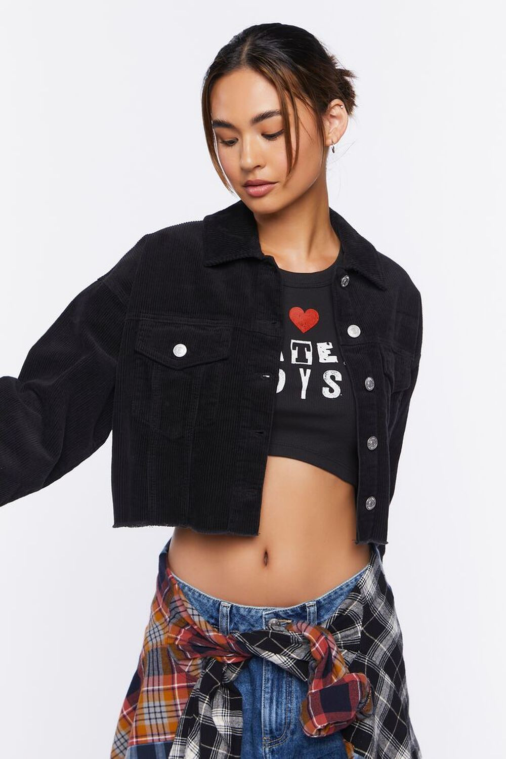 Cropped Frayed Corduroy Jacket | Forever 21 (US)