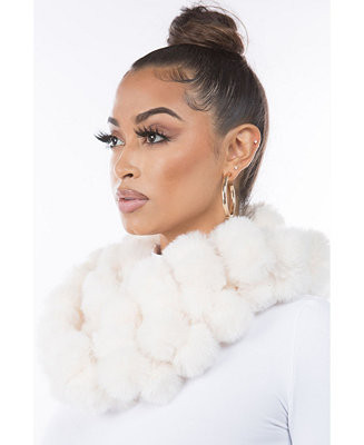 Women's Cozy Luxe Faux Fur Pom Loop Scarf | Macy's