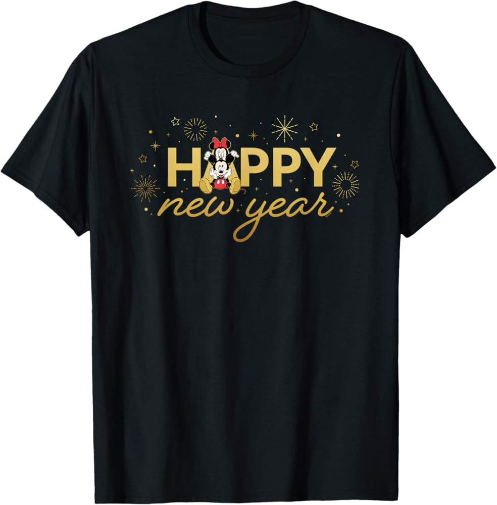 Disney Mickey & Minnie Mouse Sweet Love Happy New Year T-Shirt | Amazon (US)
