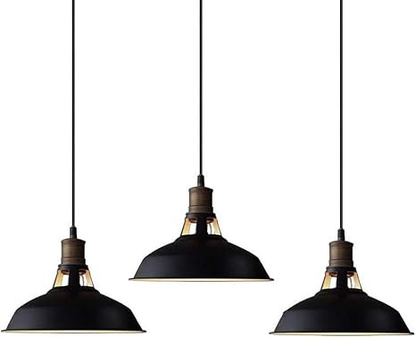 CLAXY Ecopower Industrial Metal Barn Pendant Light 3 Pack | Amazon (US)