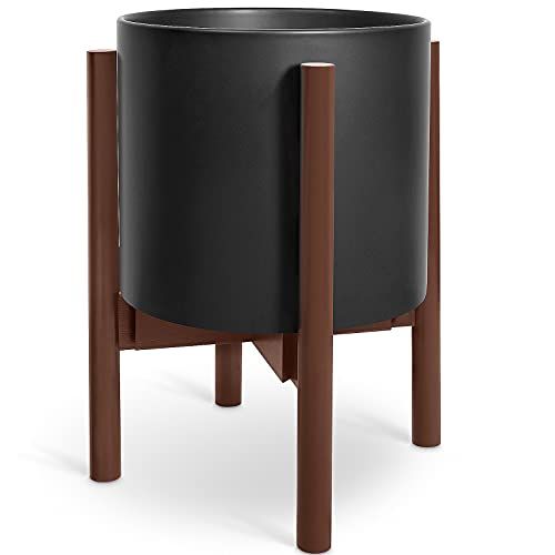 OMYSA Mid Century Planter with Stand - 10 inch Plant Pot - Wood Plant Stand with Pot Included - Cera | Amazon (US)