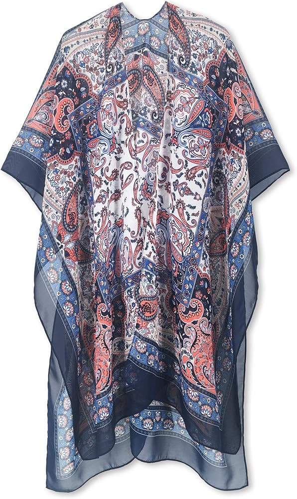 Moss Rose Women's Beach Cover up Swimsuit Kimono Cardigan with Bohemian Floral Print | Amazon (US)