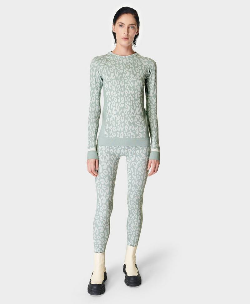 Leopard Jacquard Base Layer Top | Sweaty Betty UK