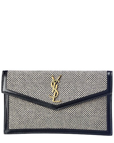 Saint Laurent Uptown Tweed & Leather Pouch | Gilt