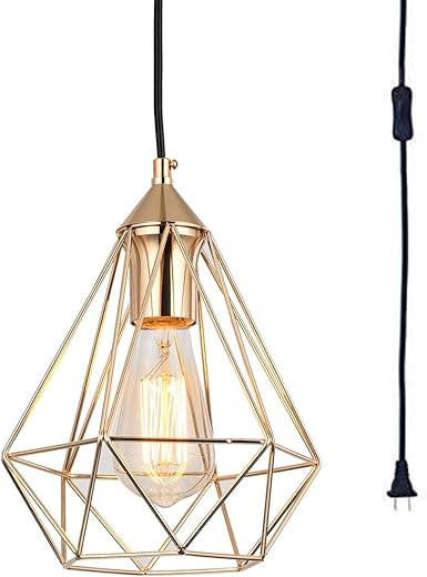 SEEBLEN Plug in Pendant Light Gold Hanging Lights P002 | Amazon (US)