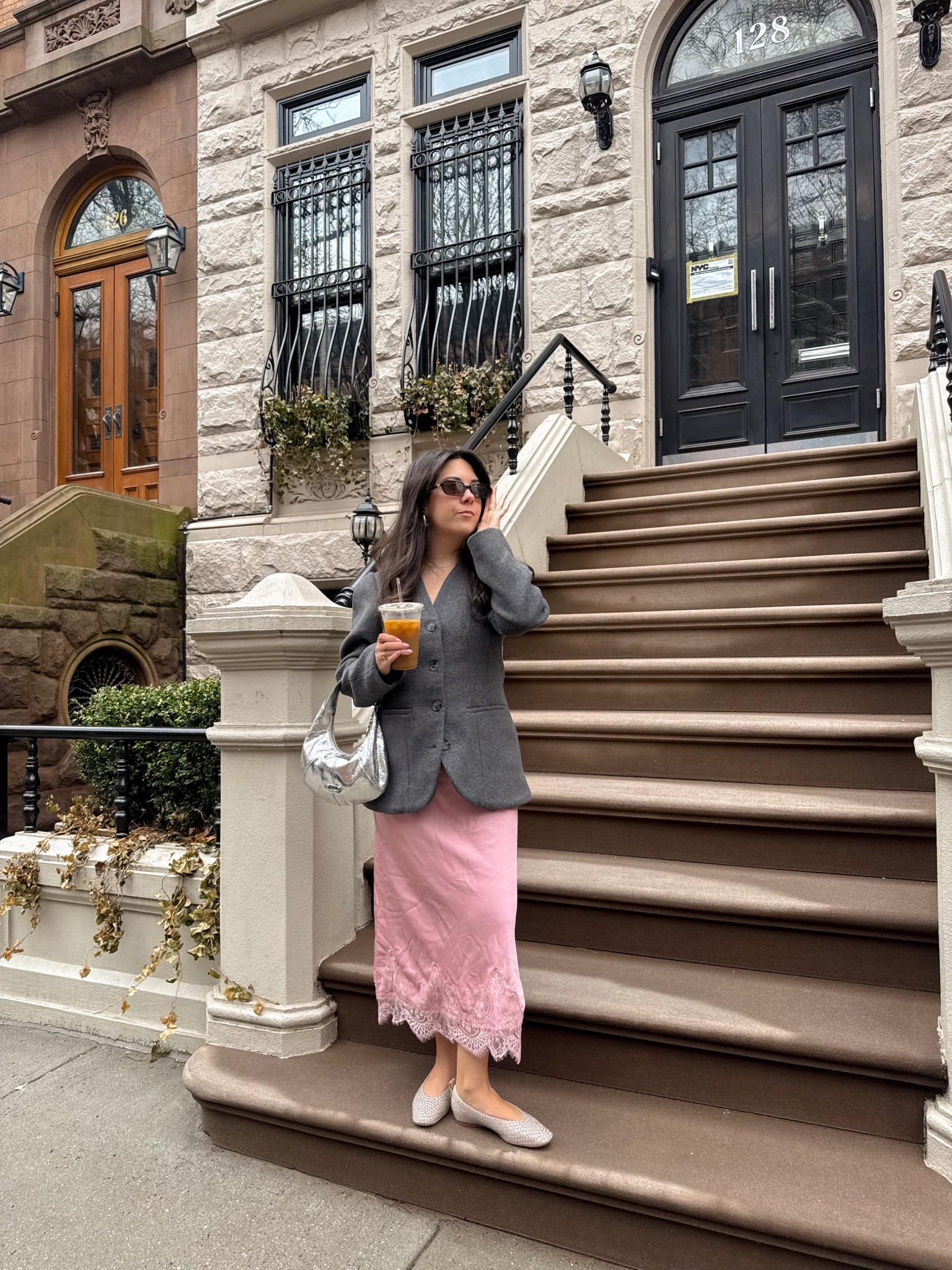 Blazer + lace skirt might be my favorite spring combo 🌸 A structured gray blazer makes this pink lace midi feel a little more polished (and NYC-ready). Finished it with comfy flats, a silver shoulder bag, and an iced coffee for a quick neighborhood stroll.

Wearing a gray blazer, pink lace midi skirt, silver shoulder bag, and neutral flats — all easy pieces to mix into a work-to-weekend wardrobe. Perfect for early spring days when it’s still a little chilly but you want something feminine.

Linked my exact pieces + similar options 🤍

#LTKSpringSale #LTKootd #LTKSeasonal