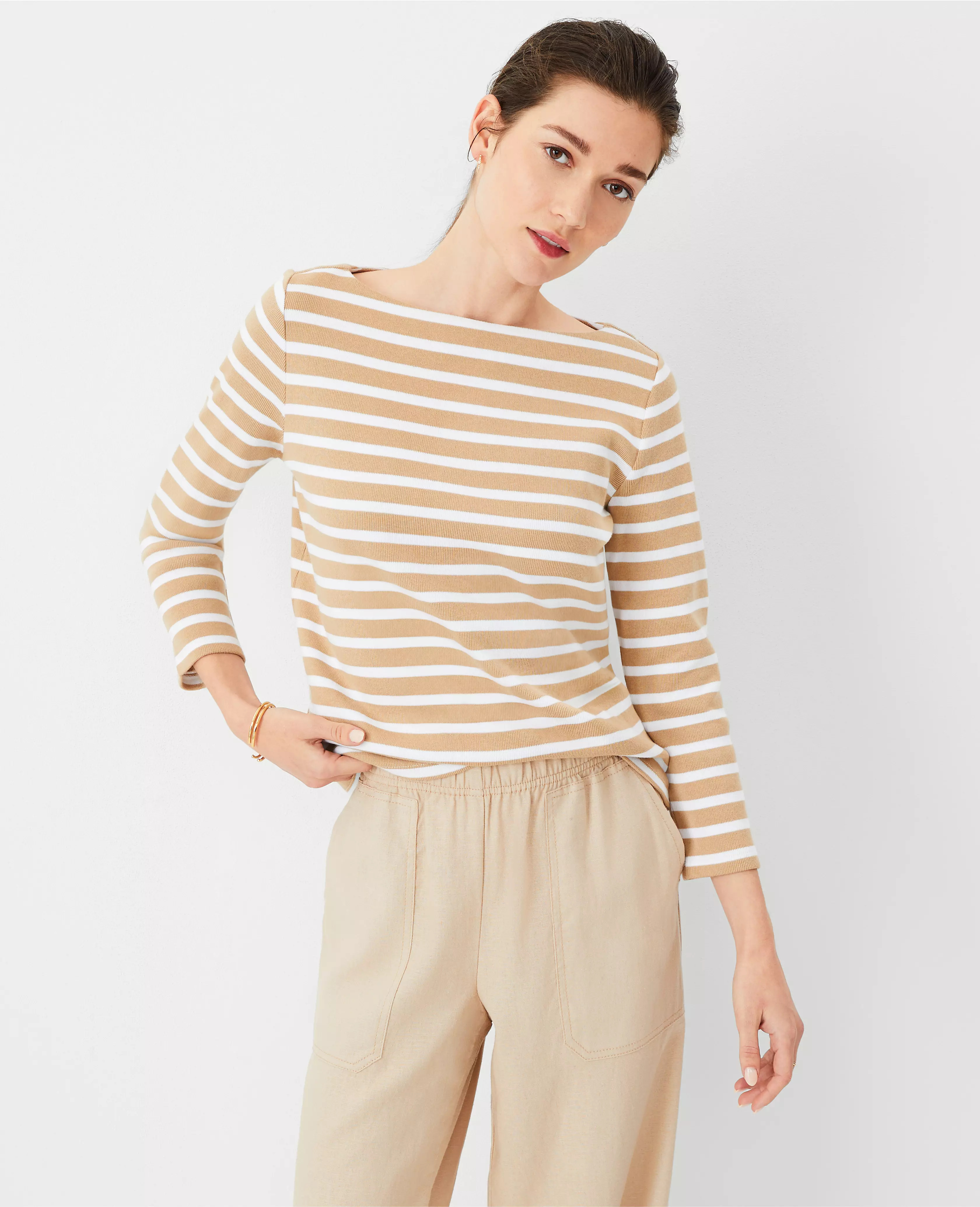 AT Weekend 3/4 Sleeve Boatneck Top | Ann Taylor (US)