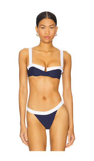 Cordelia Top in Navy Blue & White | Revolve Clothing (Global)