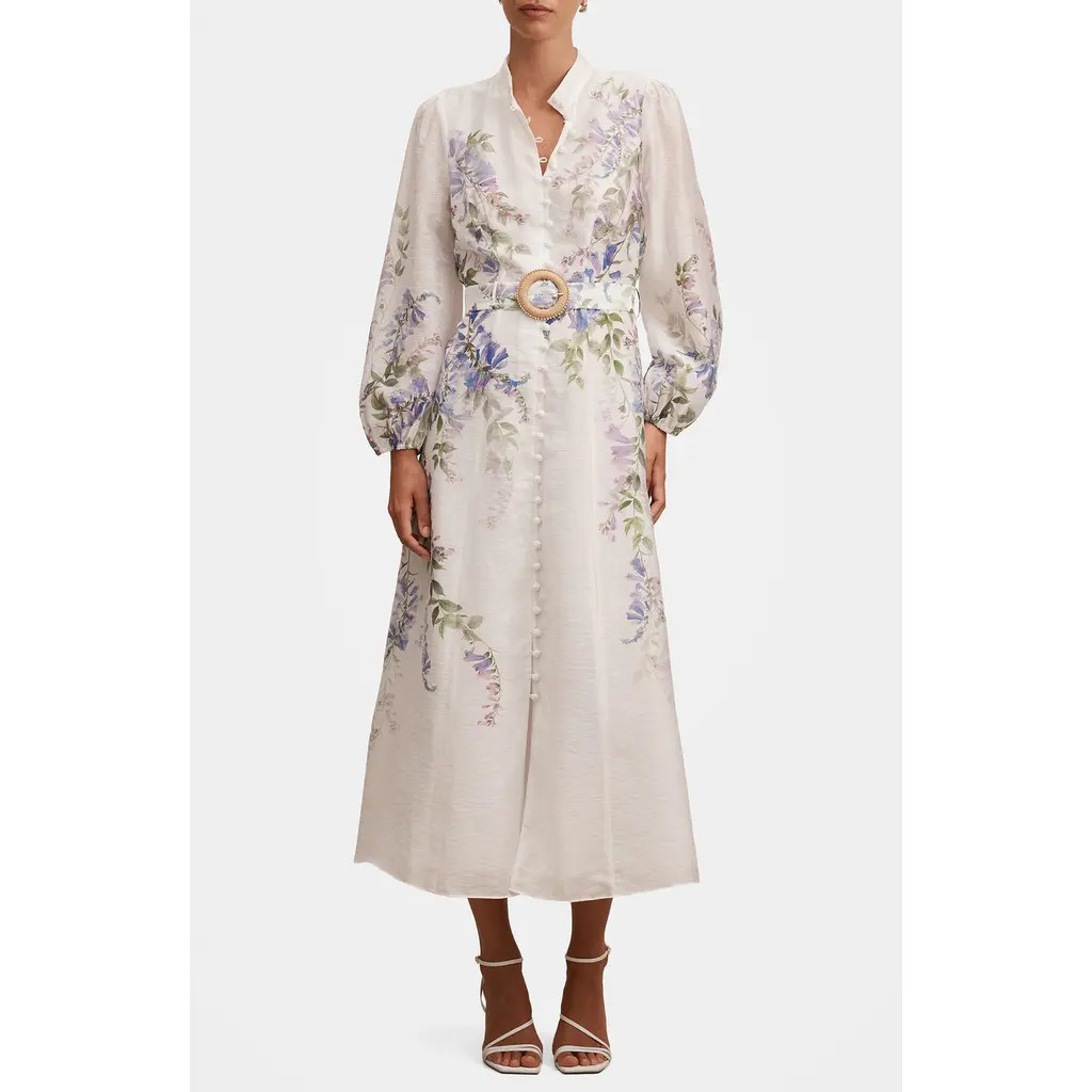 Ever New Sheridan Placement Print Long Sleeve Maxi Dress in Wisteria Floral at Nordstrom, Size 2 | Nordstrom