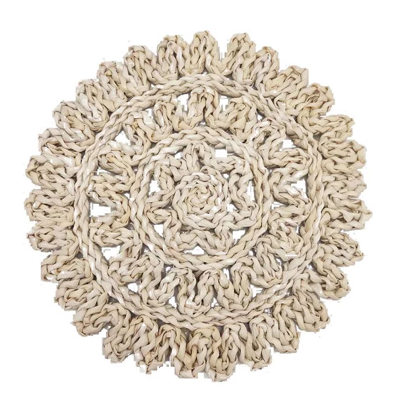 Big Save!Natural Straw Woven Placemat, Corn Husk Flower Mat, 38cm Heat Insulation Non-Slip Placem... | Walmart (US)
