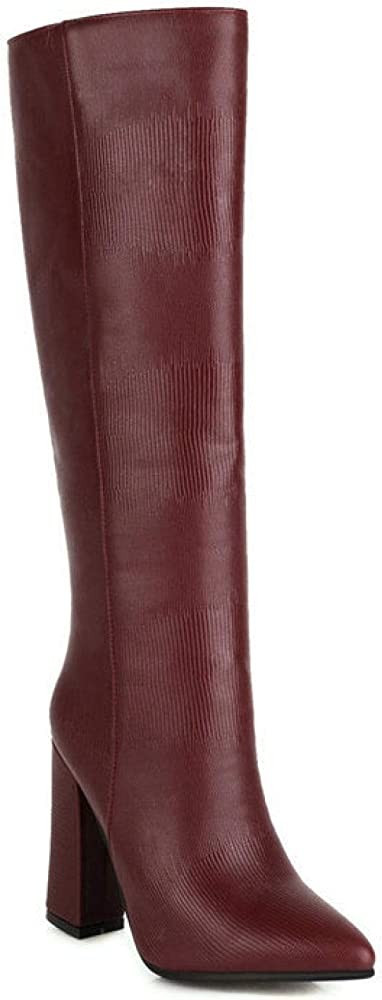 Woman Sexy Pointed Toe High Chunky Heels Slip On Knight Riding Boots,PU Leather Square Heels Part... | Amazon (US)