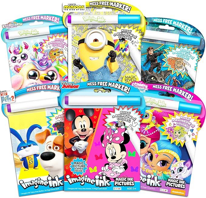 Imagine Ink Coloring Book Set for Girls (Bundle Includes 6 No Mess Books and Stickers Featuring T... | Amazon (US)