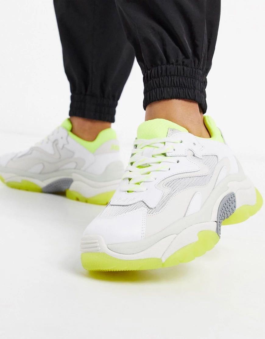 ASH - Addict - Sneakers chunky bianche e giallo fluo-Bianco | ASOS (Global)