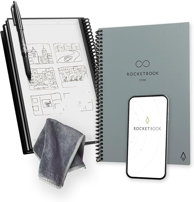 Rocketbook Core Reusable Spiral Notebook, Executive Size 6x8.8, Gray - Dotted Pages, App-Connecte... | Amazon (US)