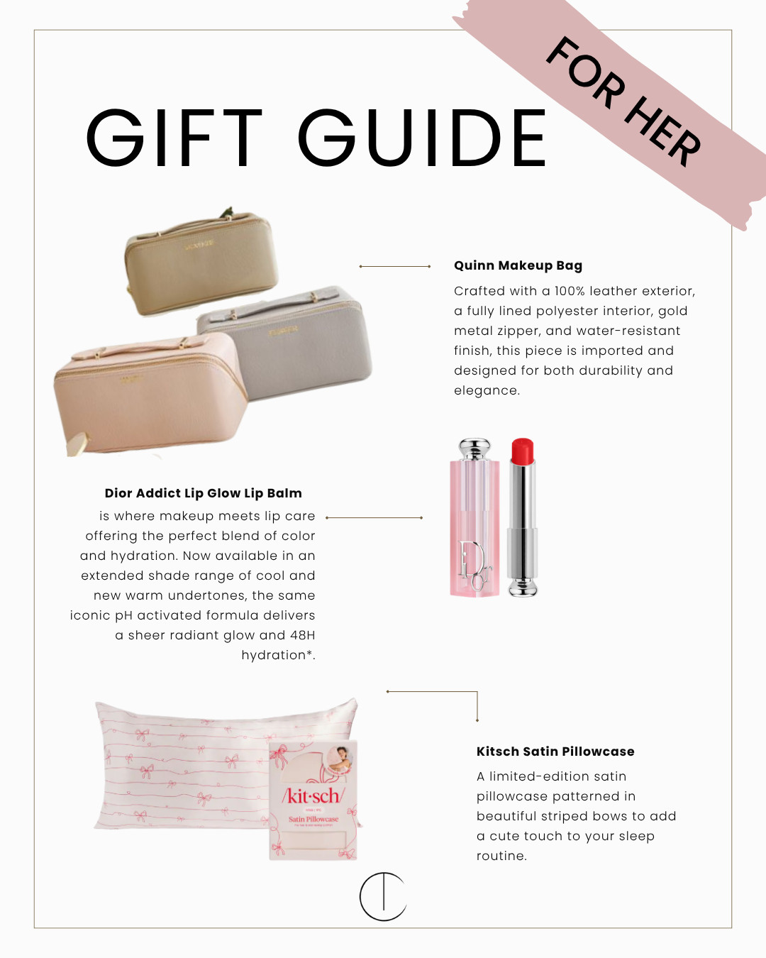 Luxury gifts for her under $79 that feel anything but basic: Salt & Stone body wash, La Mer skincare gift set, microfiber hair towel, Kitsch satin pillowcase, Dior Addict Lip Balm, and Quinn makeup bag. Perfect for the woman who deserves premium self-care without the high price tag. 

 #LTKGiftGuide #LTKHoliday #LTKFindsUnder100
