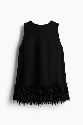 H & M - Fringe-Trimmed Top - Black | H&M (US + CA)