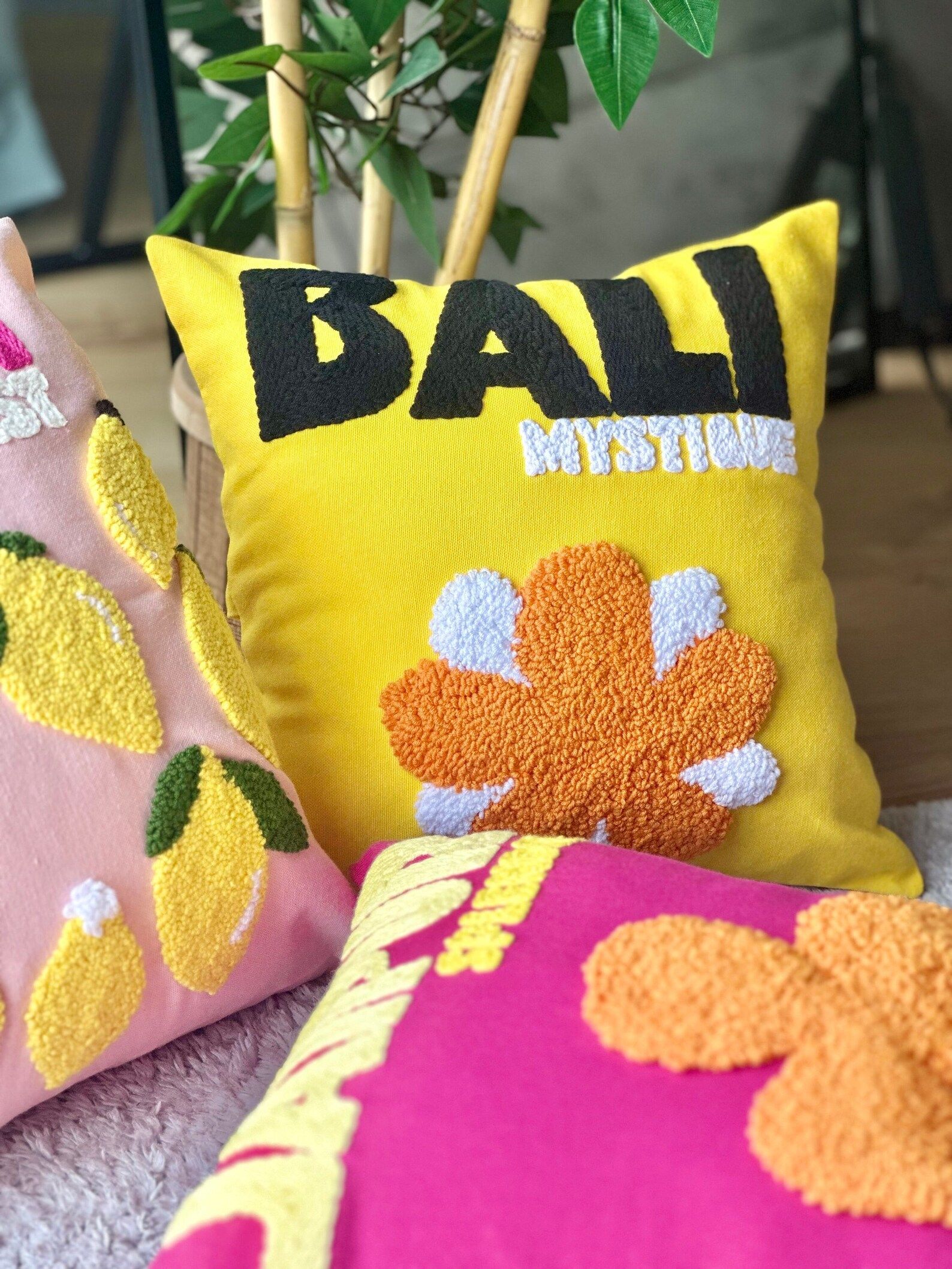 Bali Mystique Flower Linen-Style Decorative Pillows, Tufted Boho Throw Pillow Case, Luxury Travel... | Etsy (US)