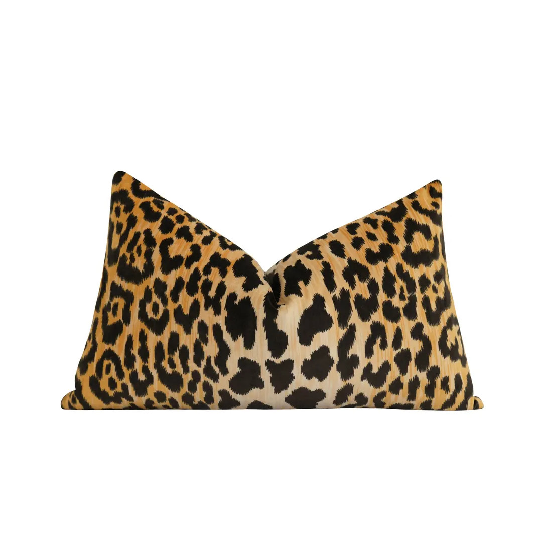 Leopard Lumbar Pillow Cover • Short Pile Velvet Animal Print • Designer Pillow • Statement ... | Etsy (US)