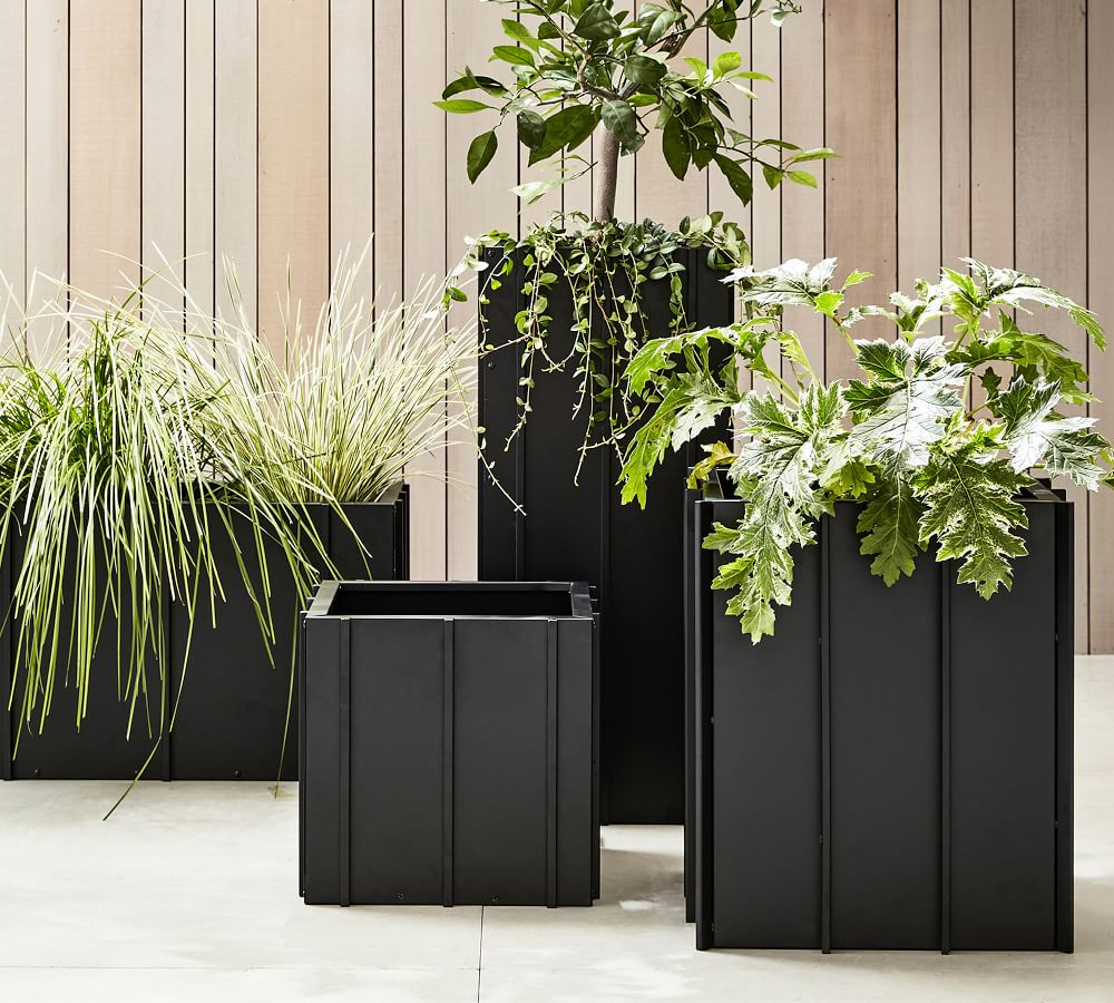 Farmstead Planter, Black, Tall, 15"x15"x32" | Pottery Barn (US)