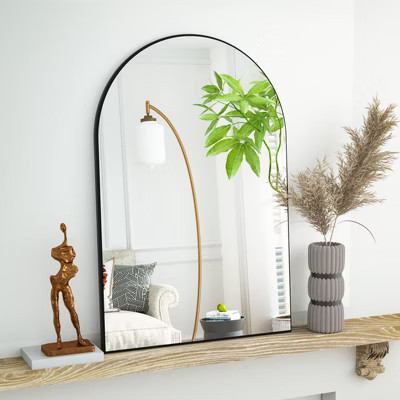 20" x 30" Arched Mantle Mirror, Black-HOMLUX: Metal Frame, Wall Mount, Modern Decor | Target