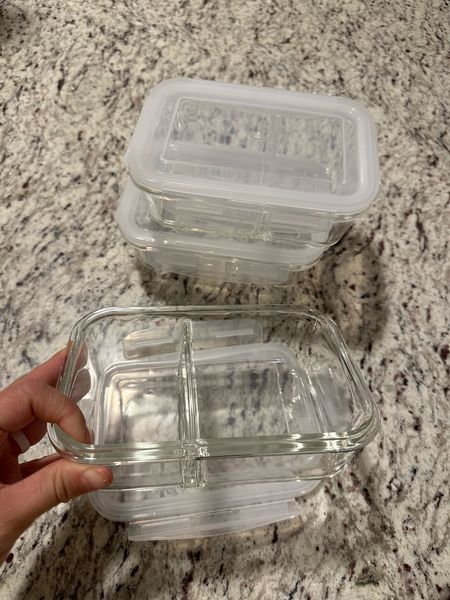 Love these glass meal prep containers from #Amazon that have two separate sections! 

#LTKfit #LTKunder50 #LTKhome