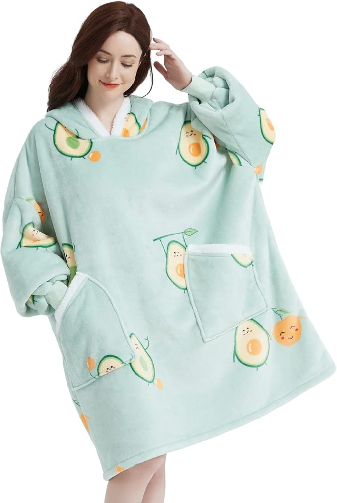 Qeils Oversized Wearable Blanket Hoodie | Hooded Blanket Sweatshirt with Deep Pockets, Cozy Warm ... | Amazon (US)