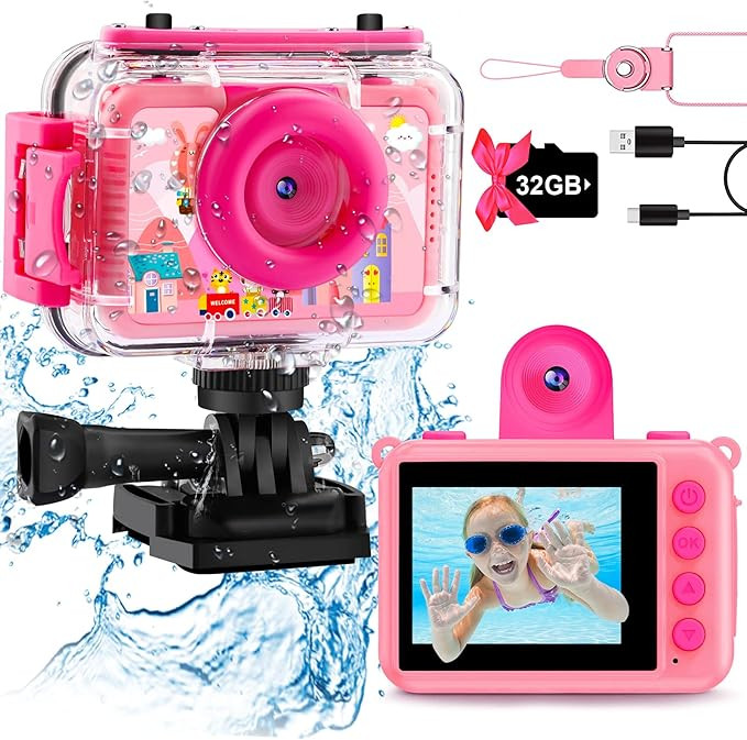 GKTZ Kids Waterproof Camera - Underwater Camera Birthday Gifts for Girls Boys Children Digital Ac... | Amazon (US)