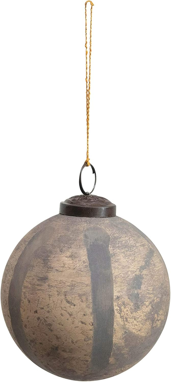 Amazon.com: Creative Co-Op 5" Round Engraved Ball w/Stripes, Distressed Brown Glass Ornaments, Mu... | Amazon (US)