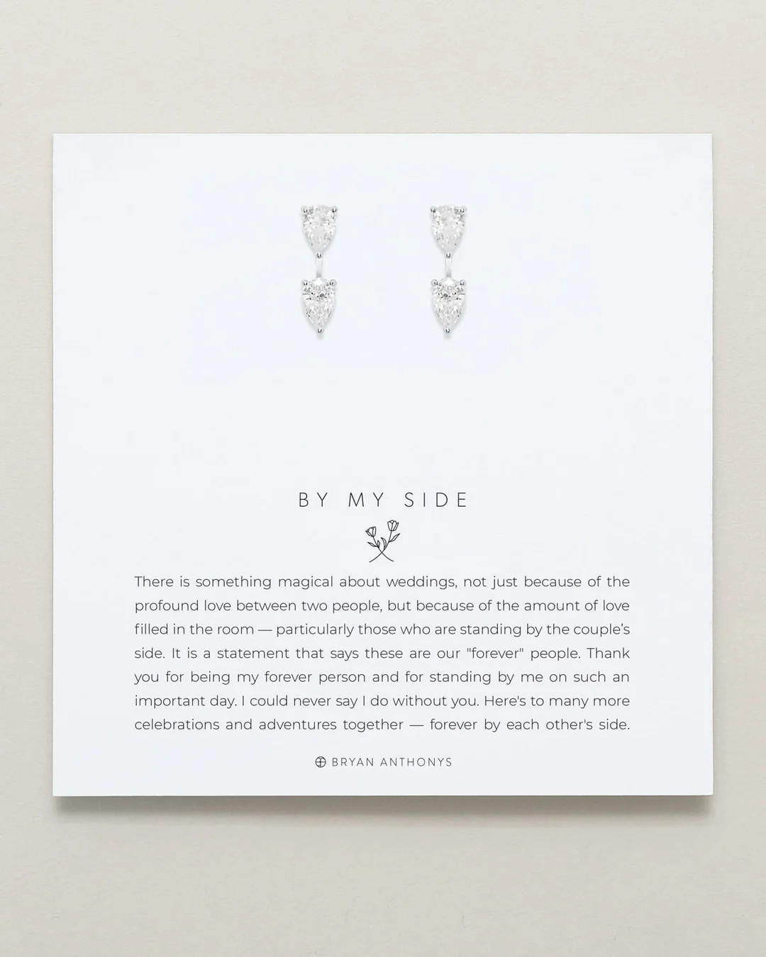 By My Side Pear Cut Bridesmaid Ear Jackets | Bryan Anthonys | Bryan Anthonys
