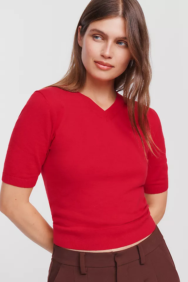 Short-Sleeve Cropped Sweater | Anthropologie (US)