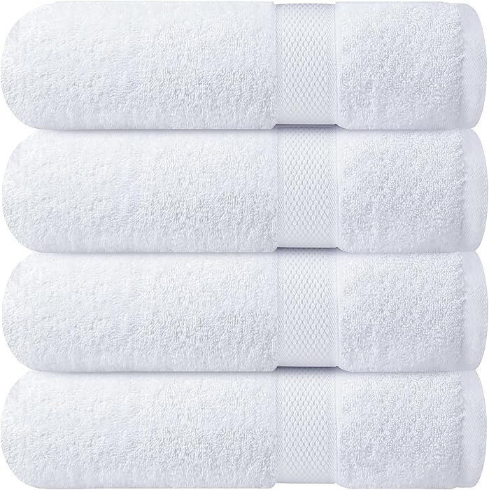 Infinitee Xclusives Luxury 100% Ring-Spun Cotton White Bath Towels Set of 4 (27x54 inches) \u2013... | Amazon (US)