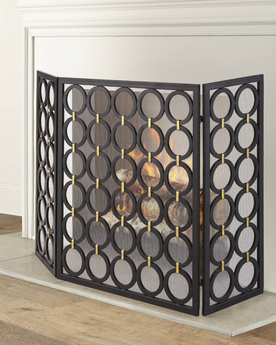Circle Design 3-Panel Fireplace Screen | Horchow