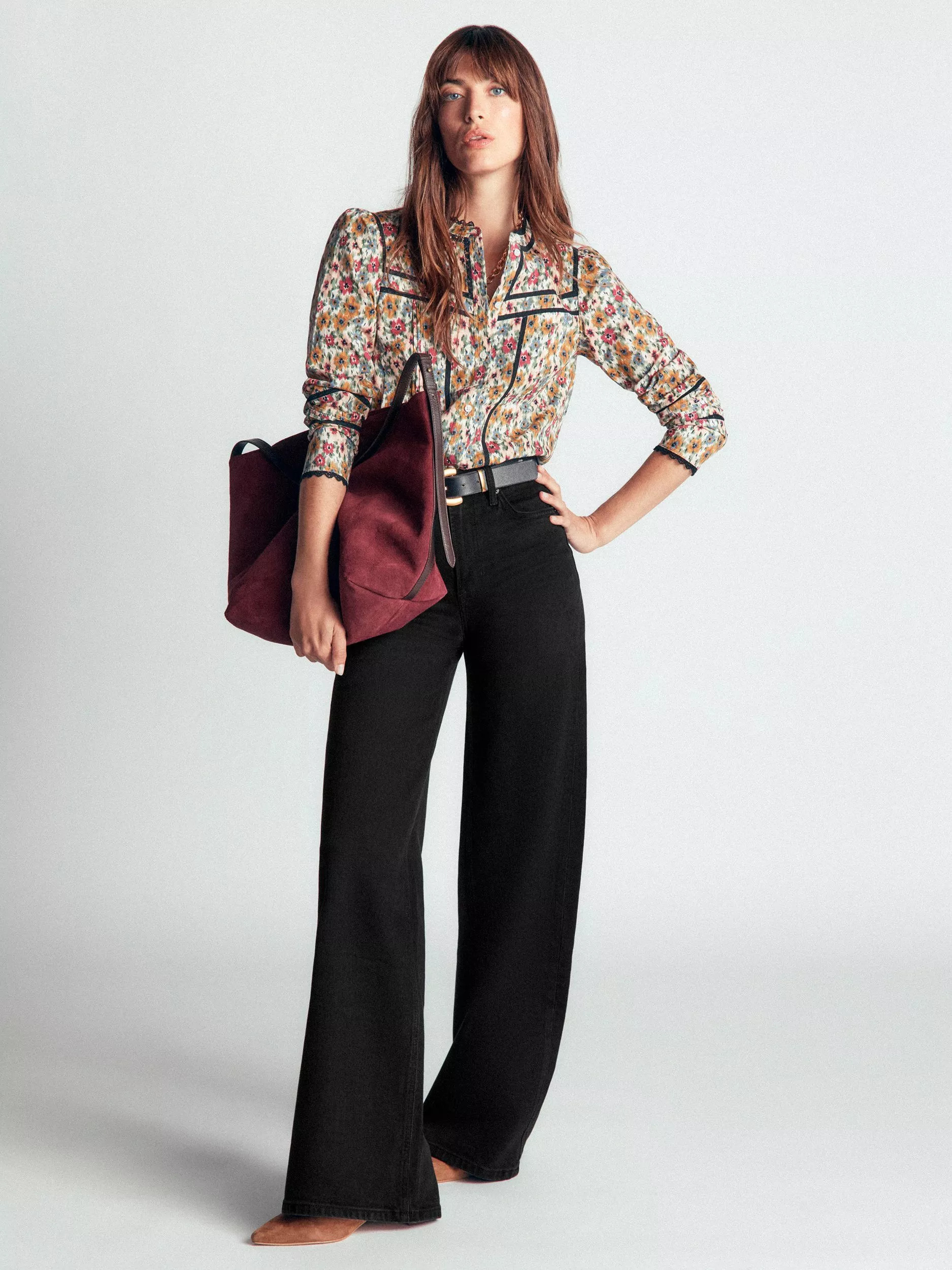 Boden High Rise Wide Leg Fit Jeans, Washed Black | John Lewis (UK)