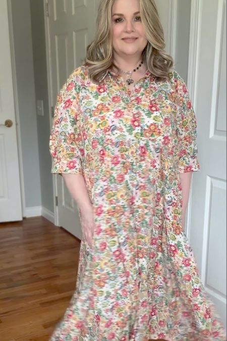 This dress screams HAPPY SUMMER!! I have an apple shape, and this is the perfect design for that! I am wearing an XL. I am 5’2” and 177 pounds. This dress is light, flowy and will be so cool and comfy in the warmer months when I hate anything clinging to me. 

#LTKover40 #LTKtravel #LTKmidsize