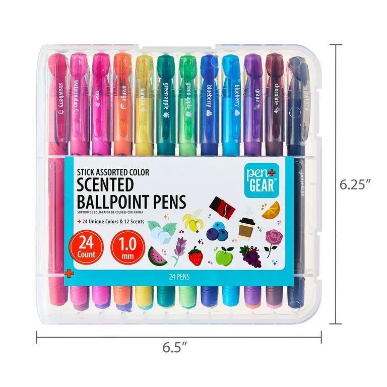 Pen+Gear Scented Ballpoint Pens, Medium Point, 1.0mm, Assorted Ink, 24 Count | Walmart (US)