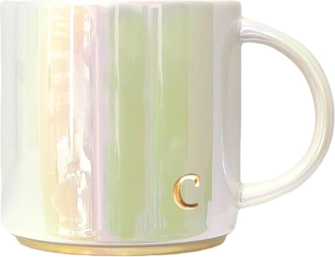 COLLECTIVE HOME - Ceramic Coffee Mug, Iridescent Finish Cups, Personalized Lowercase Embossed Let... | Amazon (US)