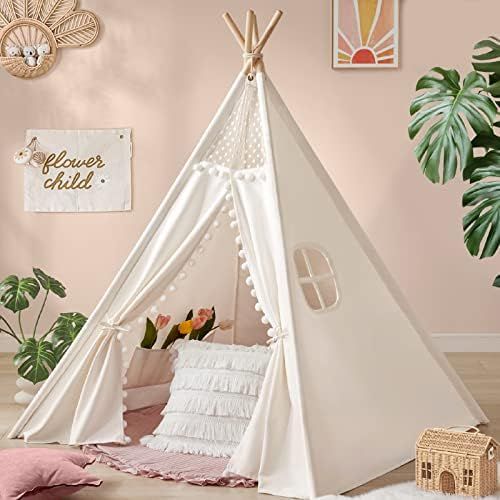 Tiny Land Teepee Tent for Kids Tent Indoor, Canvas Toddler Tent - Kids Teepee Tent for Girls & Boys, | Amazon (US)