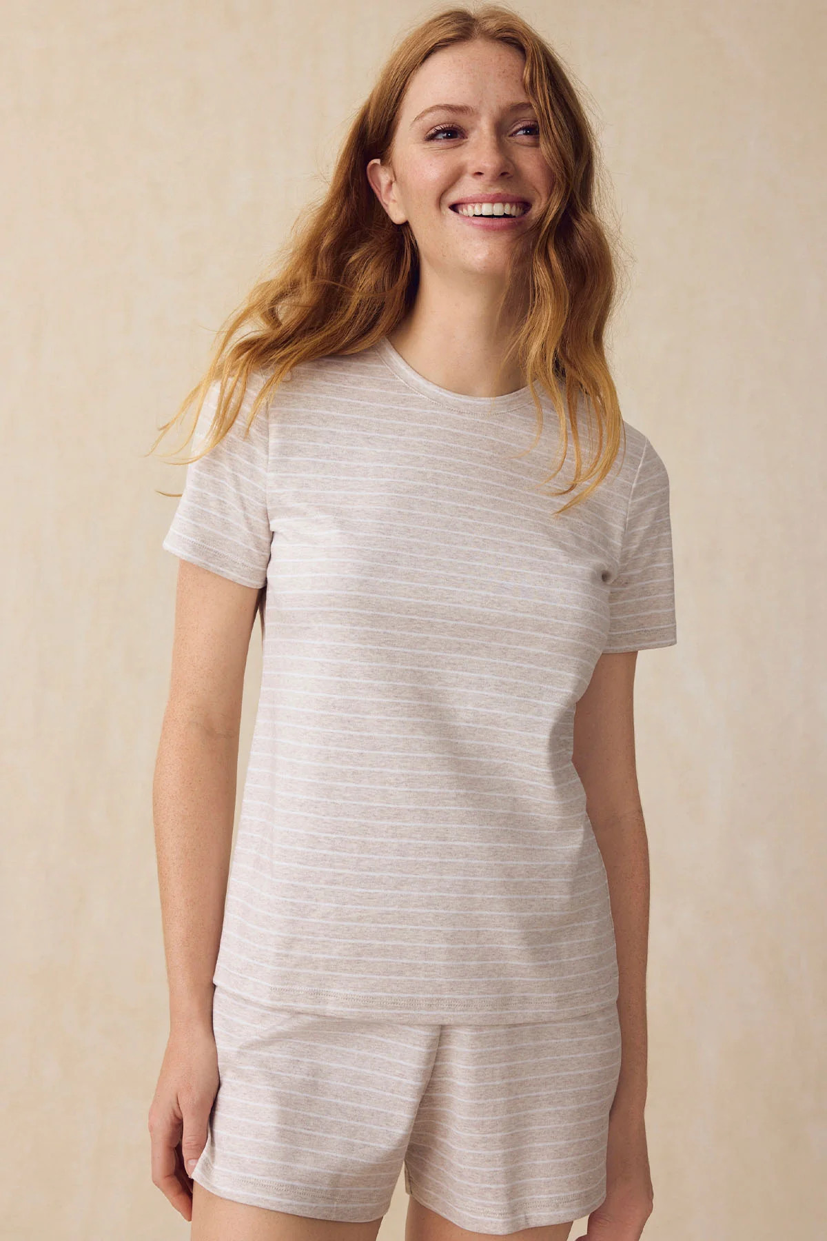 Pima Crew Shorts Set in Gelato Scallop Shell | Lake Pajamas