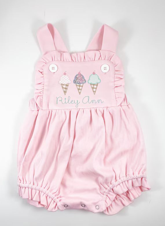 Baby/toddler/girls 3m-3t/pink Personalized Ruffled Sunsuit/ice - Etsy | Etsy (US)